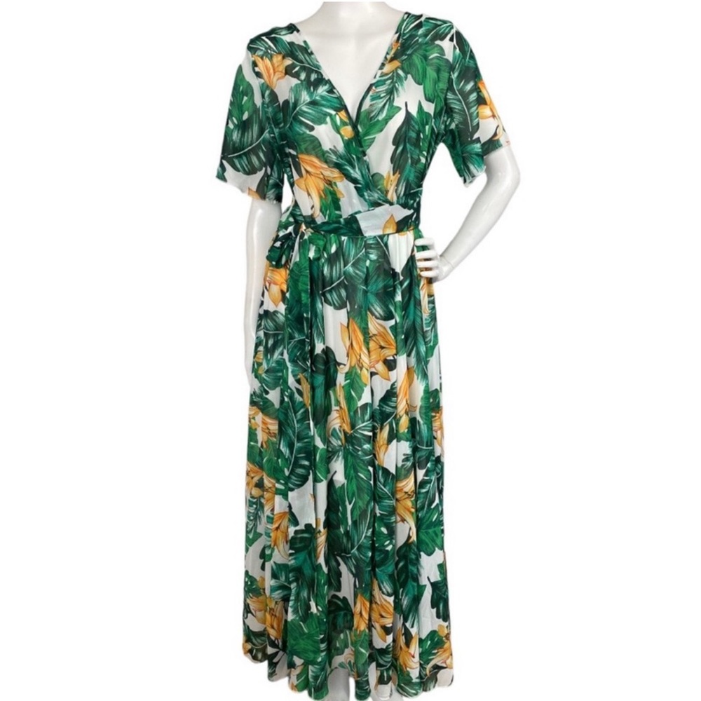 Indigo Rose Tropical Maxi Dress‎